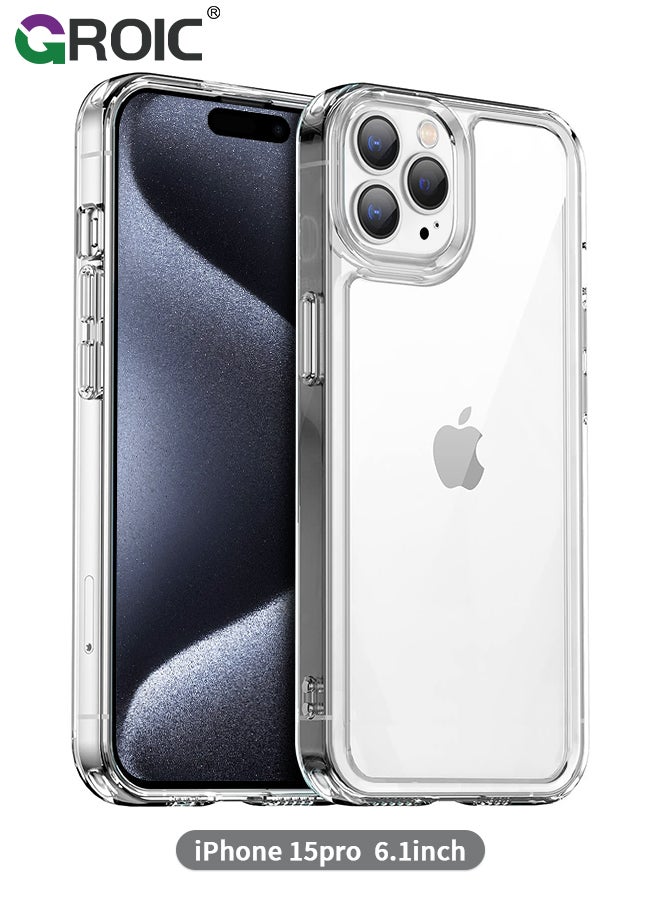 GROIC Compatible with iPhone 15 Pro Case, Anti-Fingerprint Technology Easy to Hold Feels Velvety Soft Prevents Oily Smudges Tempering Glass Phone Cover for Women Men - Image 1