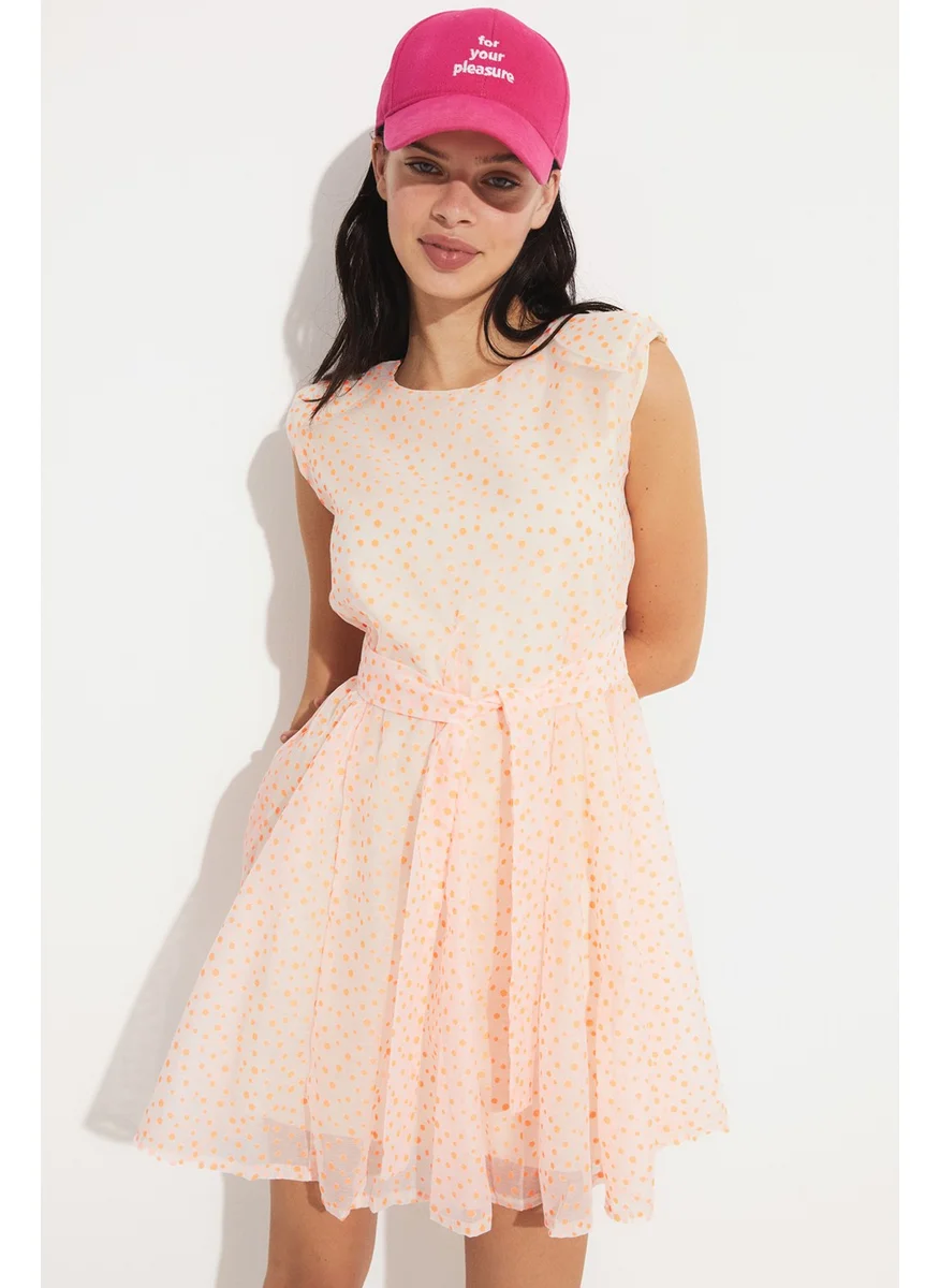 جون Women Skater Sleeveless Polka Dot Pattern Mini Dress