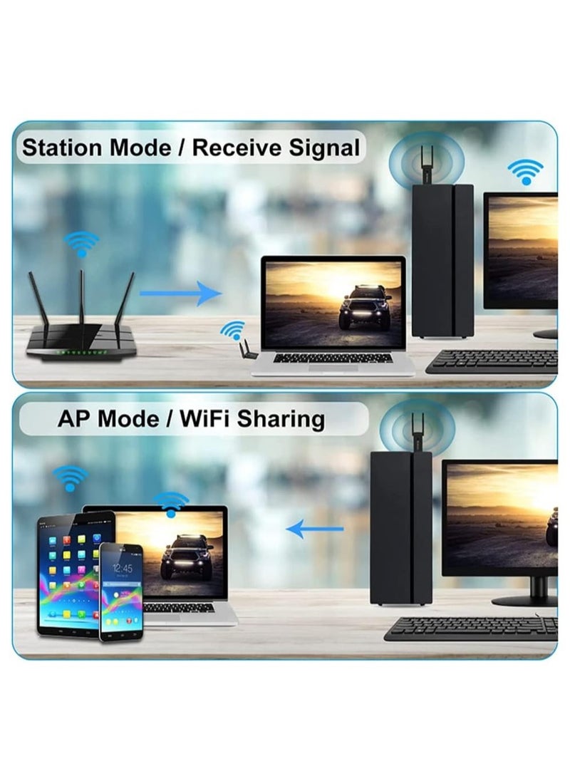 1300Mbps ثنائي النطاق 2.4G/5G لاسلكي USB 3.0 واي فاي محول واي فاي دونغل محول الشبكة اللاسلكية لنظام التشغيل Windows 11/10/8/7 Mac iOS