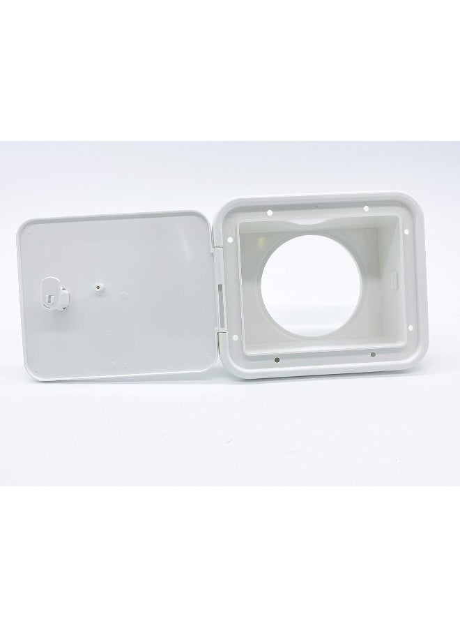 Valterra RV Sewer Hose Compartment Door Assembly with Thumb Lock (White) - Image 2