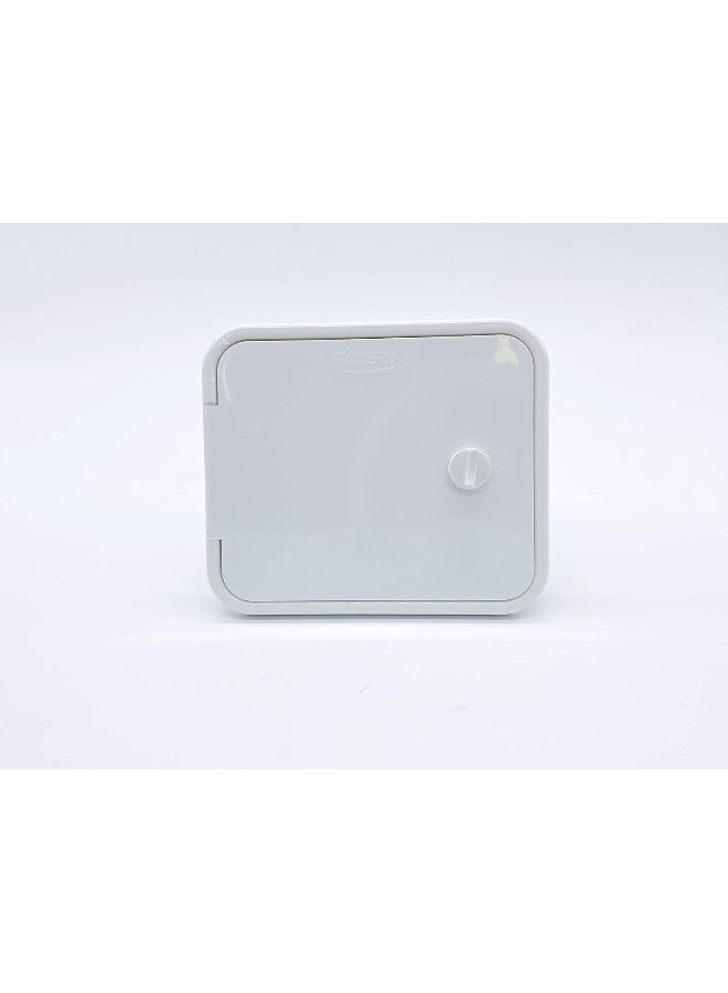 Valterra RV Sewer Hose Compartment Door Assembly with Thumb Lock (White) - Image 1