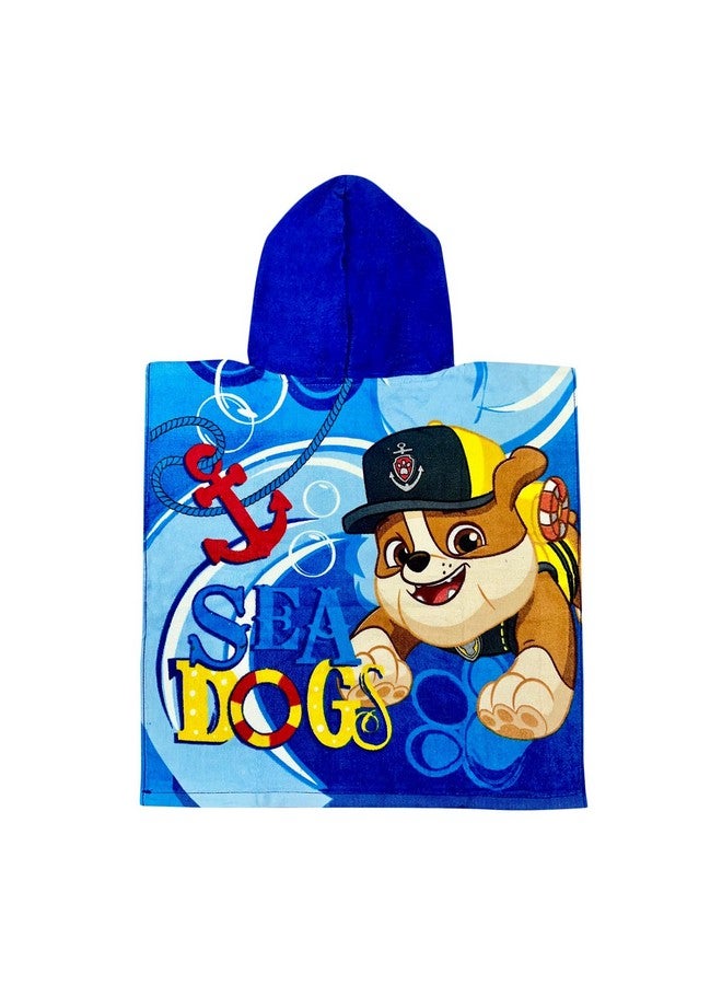 Paw Patrol Chase, Rubble and Marshall Blue Hood with Dog Prints Poncho Hooded Towel - Image 3