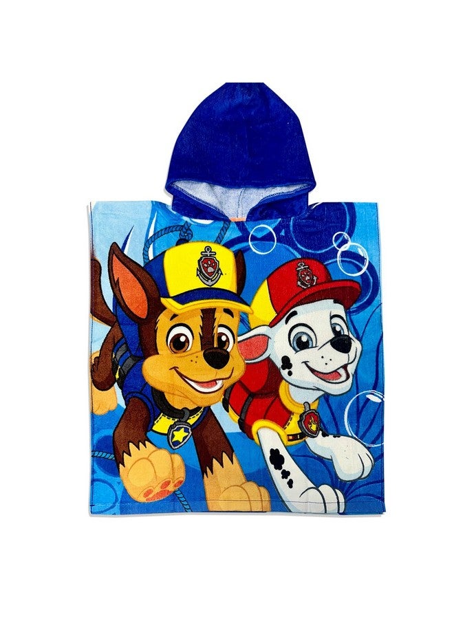Paw Patrol Chase, Rubble and Marshall Blue Hood with Dog Prints Poncho Hooded Towel - Image 1
