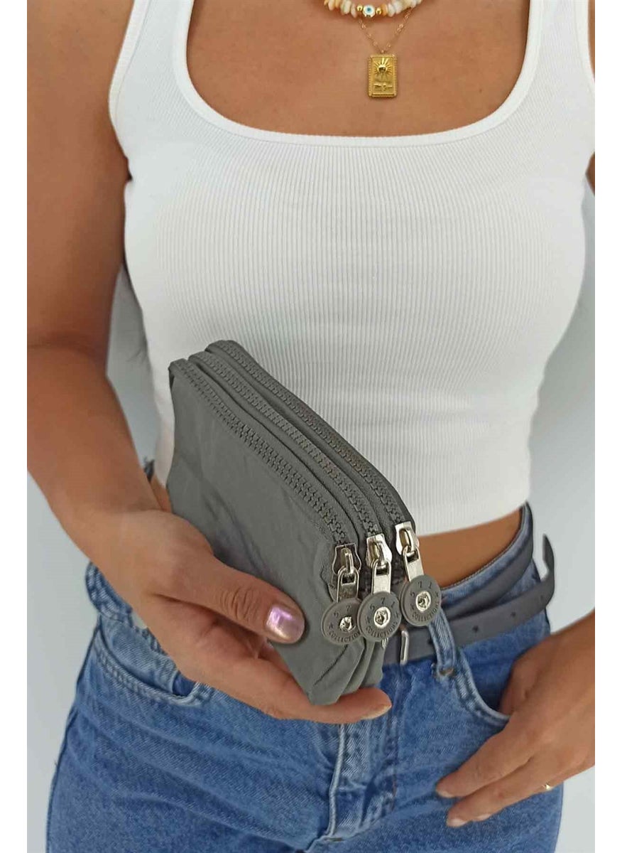 ÇLK Accessories - Three Compartment Kipling Fabric Wallet Gray TRCUZDAN571A - Image 1