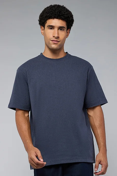 R&b Textured T-Shirt with Crew Neck and Short Sleeves