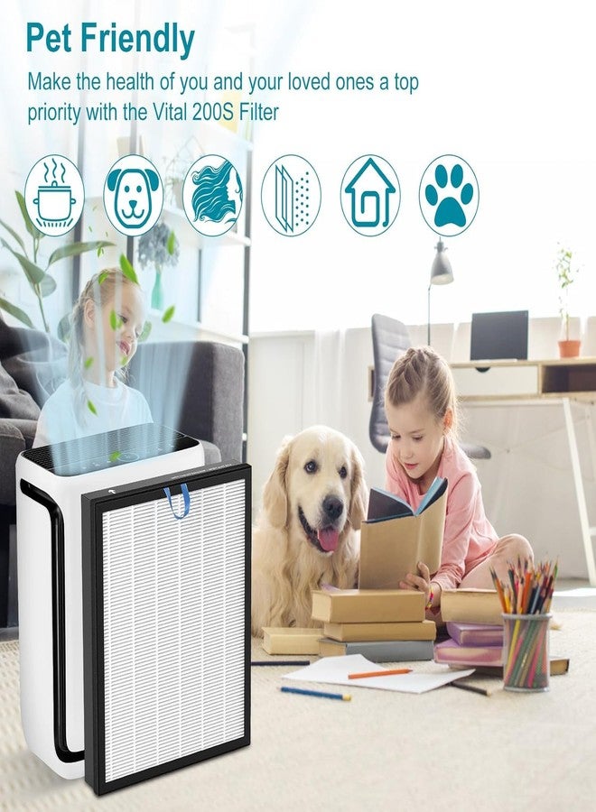 NXBHG فلتر بديل لجهاز Vital 200S، متوافق مع أجهزة LEVOIT Vital 200S وVital 200S-P، فلتر 3 في 1، فلتر جزيئات الغبار ووبر الحيوانات الأليفة وفلتر الكربون النشط لإزالة رائحة الدخان، Vital 200S-RF، عبوة من قطعتين، أبيض - Image 4