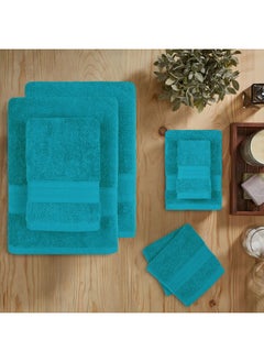 Trident Trident Soft Comfort Air Rich Towels for Bath, 100% Cotton Towel, Super Soft, Highly Absorbent, 6 Pieces Towel Set, 500 GSM - Teal  - Image 5