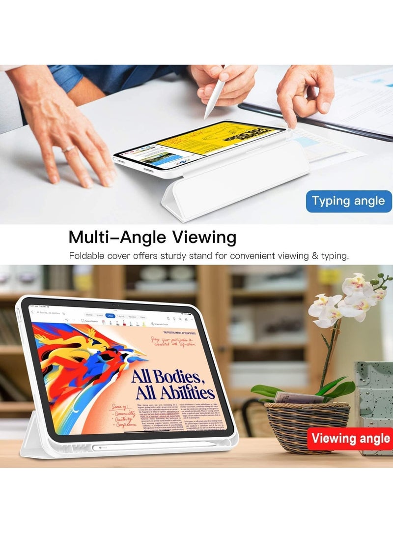 IAF New iPad 10.9 Inch Case 2022 (10th Gen) with Pencil Holder - Trifold Stand Smart Case with Soft TPU Back, Auto Wake/Sleep - White - Image 5