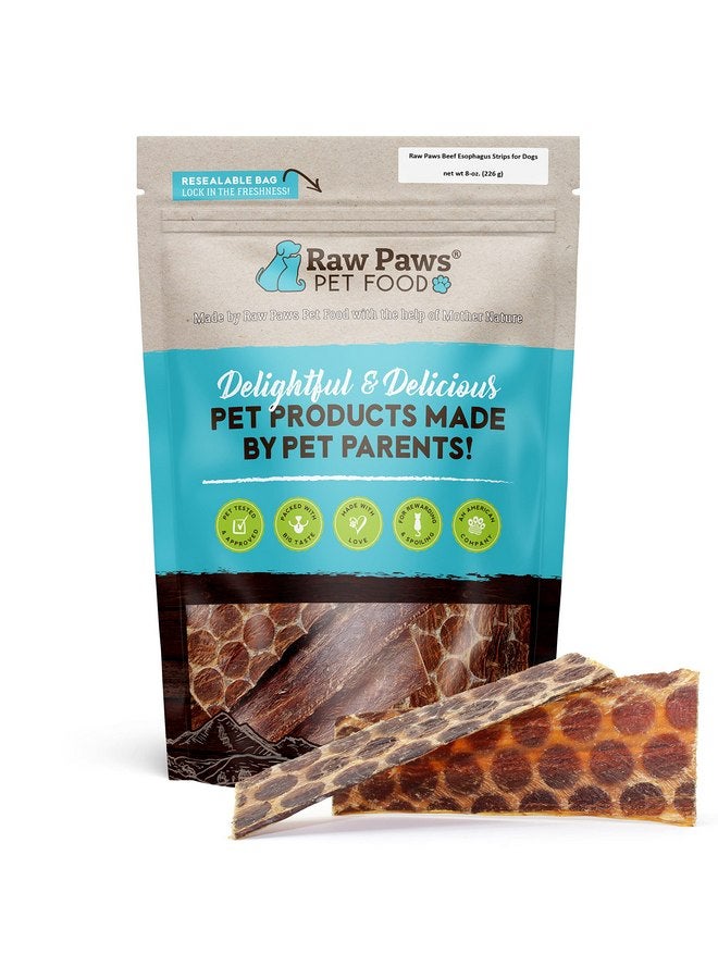 Raw Paws Beef Esophagus Strips for Dogs, 6-inch, 8-oz - All Natural Beef Esophagus Chews - Free-Range Beef Esophagus Strips - Dog Taffy Chews - Beef Gullet Strips for Dogs - Cow Dog Jerky Treats - Image 1
