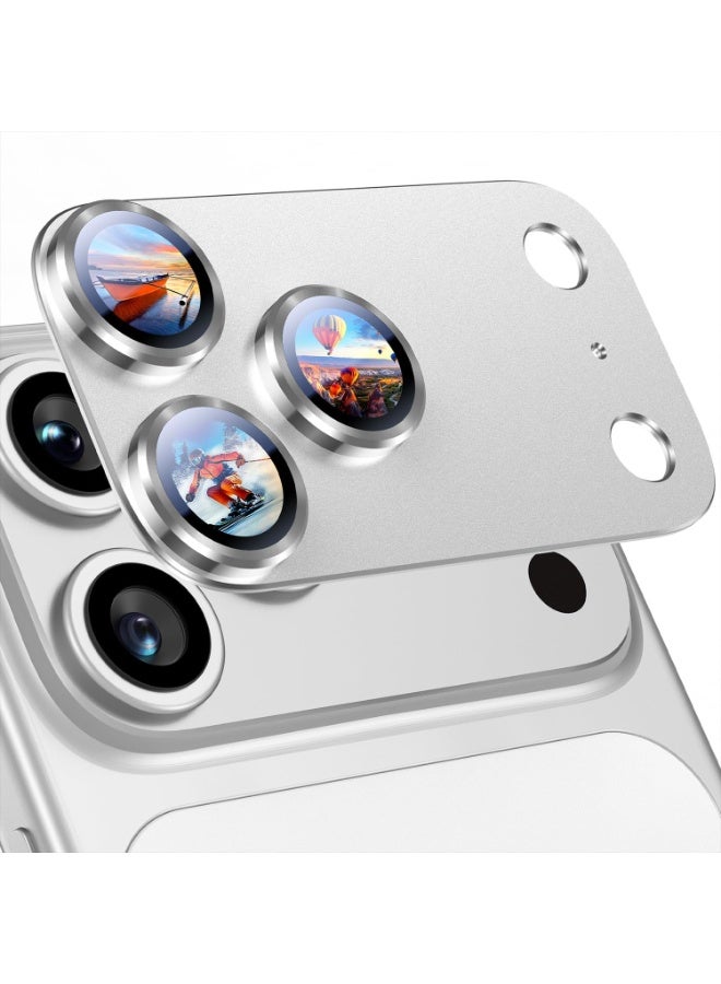 JOMILA Camera Lens Protector Compatible with iPhone 17 Pro Max | Metal Tempered Glass Rear Camera Cover | Anti-Scratch, Case-Friendly, Strong Adsorption, Easy Installation – Silver - Image 1