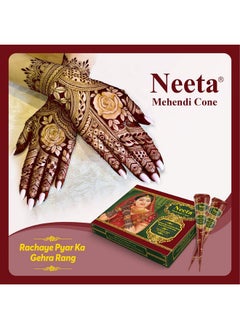 Neeta Mehendi Cones For Hand 12 Pcs In 1 Box (Pack Of 5) Bridal Mehndi Cones Natural Mehendi Cone For Wedding, Hand Designing, Reddish Brown Color Long Lasting Niddle Cones For Women  - Image 4