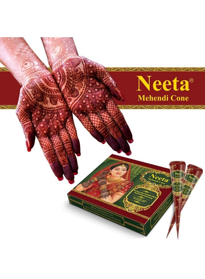 Neeta Mehendi Cones For Hand 12 Pcs In 1 Box (Pack Of 5) Bridal Mehndi Cones Natural Mehendi Cone For Wedding, Hand Designing, Reddish Brown Color Long Lasting Niddle Cones For Women - Image 2