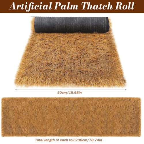 HASTHIP® Synthetic Thatch Roof Panel, 50×200cm Artificial Palm Thatch Roll, Realistic Anti-Slip Roofing for Outdoor Tiki Bar, Gazebo, Garden, Hut Decor - Image 3