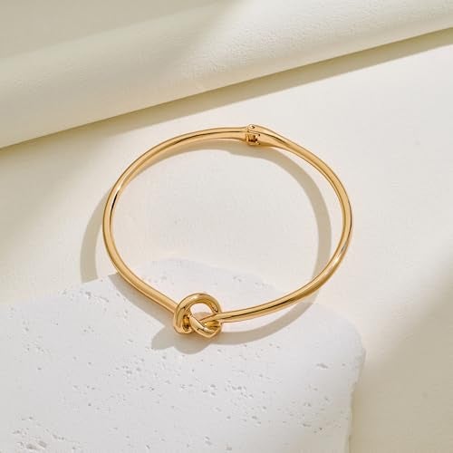 WOWORAMA Chunky Gold Choker Necklace for Women Love Knot Choker Collar Necklaces Trendy Open Cuff Metal Necklace Chunky Statement Necklaces Jewelry - Image 5