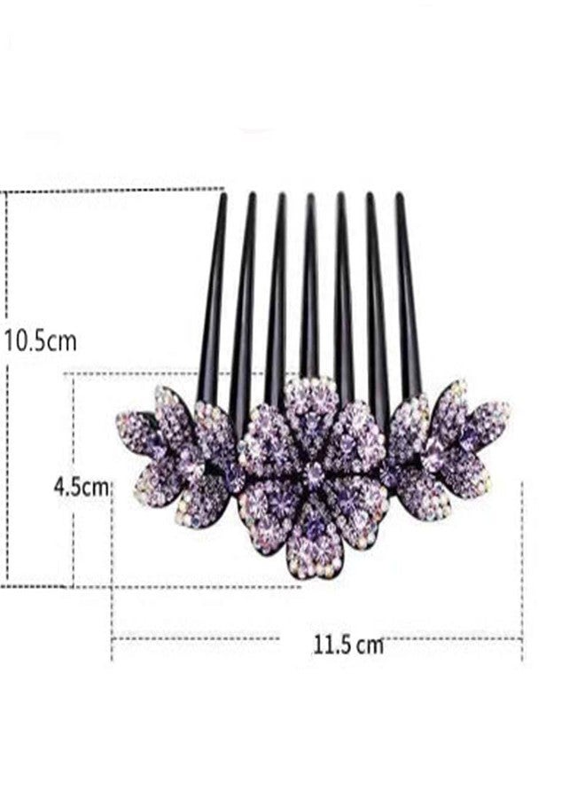 KARDIFF Hair Clips for Women Flower Hair Comb Pins Slide Hair Clips for Girls Crystal Barrettes Bridal Charm Hair Accessories - 1Pc, Dark Purple - Image 3