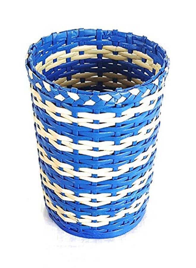 Sonas Creation Paperus, Blue & Beige, Small Size, 8 Inch Tall, 5 Liter, Dustbin for Bedrooms, Waste Basket, Indoor Planter, Paper Bin, Eco Friendly, Sustainable, Handmade, of Paper Ropes - Image 1