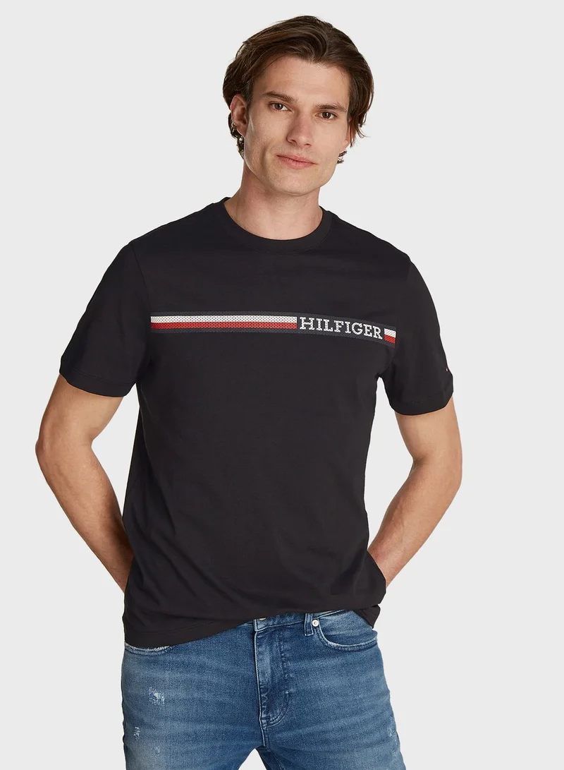 TOMMY HILFIGER Chest Striped Crew Neck T-Shirt
