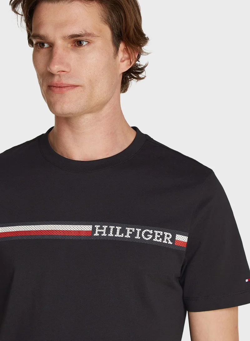 TOMMY HILFIGER Chest Striped Crew Neck T-Shirt