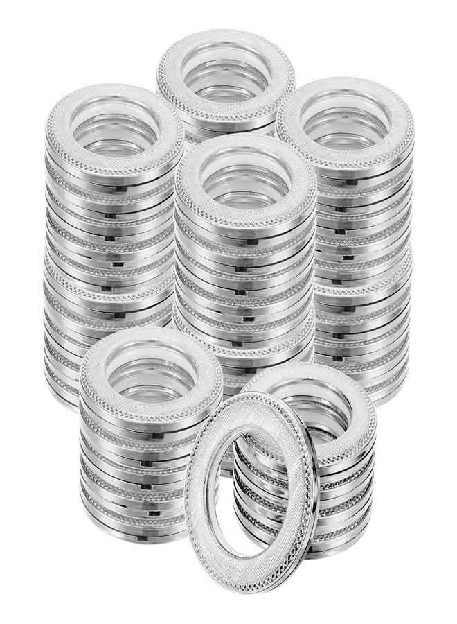 M METERXITY 50-Pack Curtain Grommets, 1-9/16 Inch Inner Diameter Plastic Curtain Rings Clip Eyelet Rings Nanoscale Low Noise Roman Ring for Windows/Fabric, Home Drapes Grommets [Gloss Silver] - Image 1
