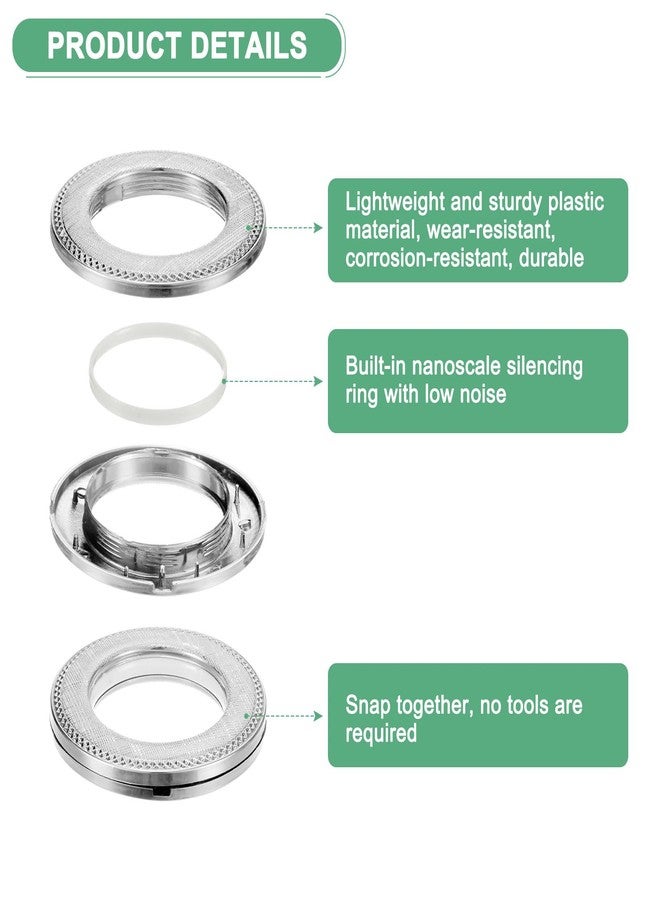 M METERXITY 50-Pack Curtain Grommets, 1-9/16 Inch Inner Diameter Plastic Curtain Rings Clip Eyelet Rings Nanoscale Low Noise Roman Ring for Windows/Fabric, Home Drapes Grommets [Gloss Silver] - Image 2