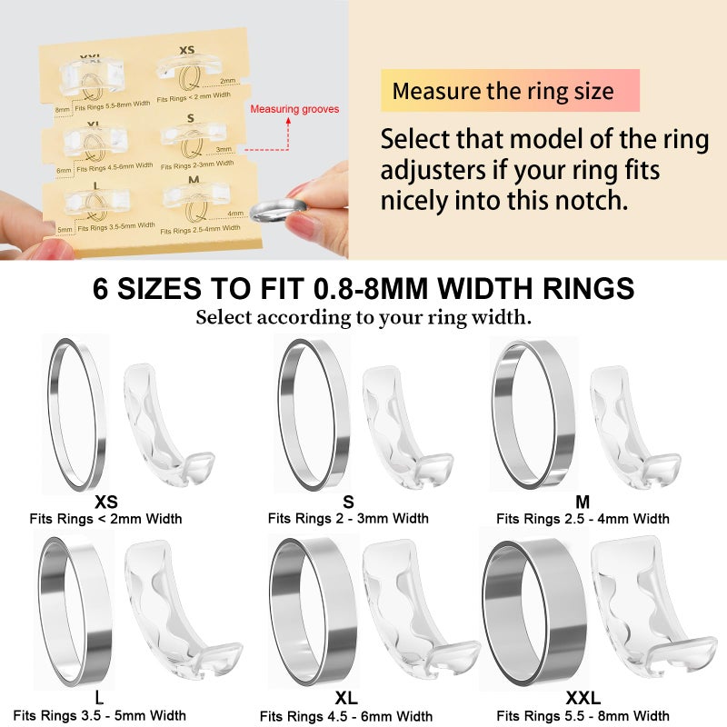 Haiou Invisible Ring Size Adjuster for Loose Rings - Transparent TPU Jewelry Tightener to Resize Ring Smaller, Non-Slip Ring Guard Clip for Women Men, 6 Easy-Clip & 6 Coil Adjusters - Image 4