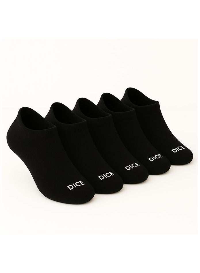 Dice Pack of 5 Black Cotton Socket Socks for Men - Image 1