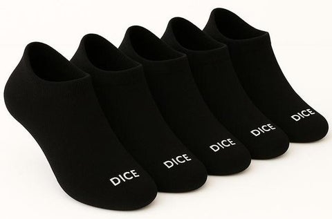 Dice Pack of 5 Black Cotton Socket Socks for Men