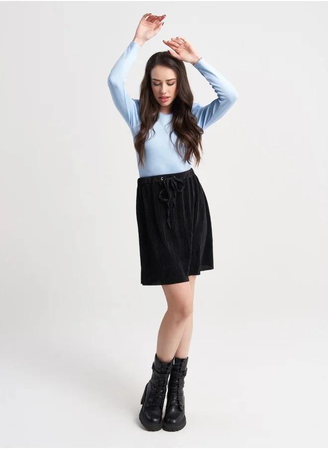 HaILYS Black Corduroy Drawstring Skirt
