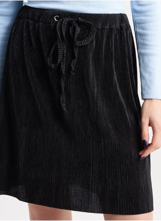 HaILYS Black Corduroy Drawstring Skirt