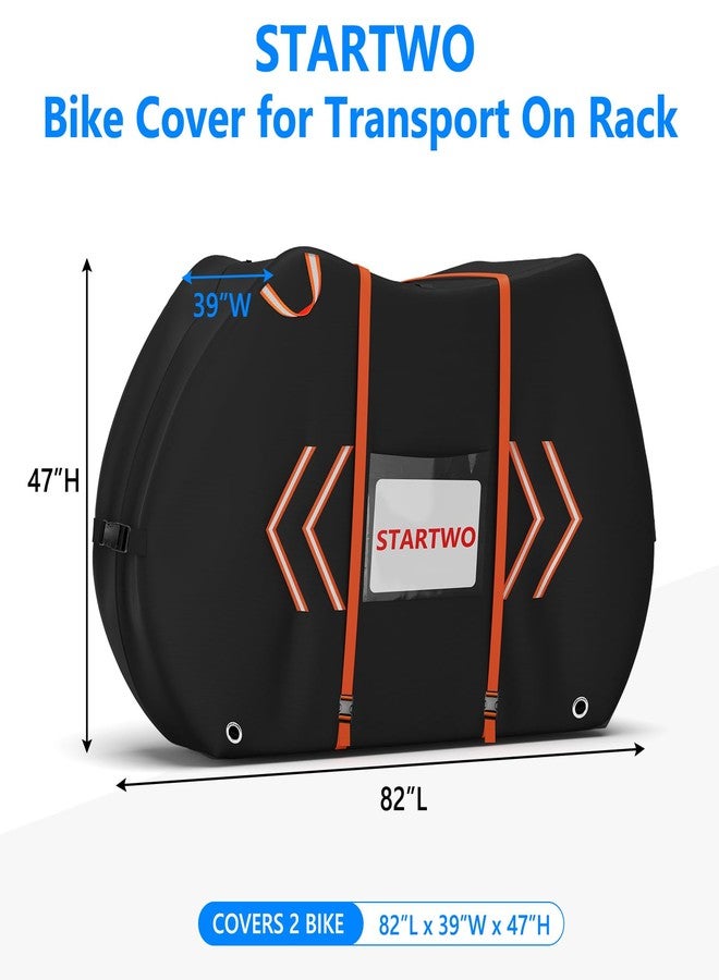 STARTWO Bike Cover for Transport 2 Bikes on Rear Rack, Heavy Duty Waterproof Outdoor Bicycle Rack Cover with Windproof Buckles and License Plate Pocket for Car Hitch Storage - Image 2
