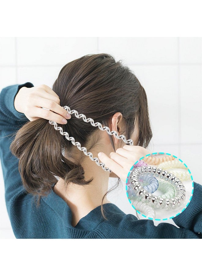 ديل إيتش داي 32 قطعة من الشعر الحلزوني Tiesno Crease Coil Hair Tiesphone سلك الشعر المطاطي Coilscandy Colors أساور حلزونية حوامل ذيل الحصان إكسسوارات الشعر للنساء والفتيات - Image 3