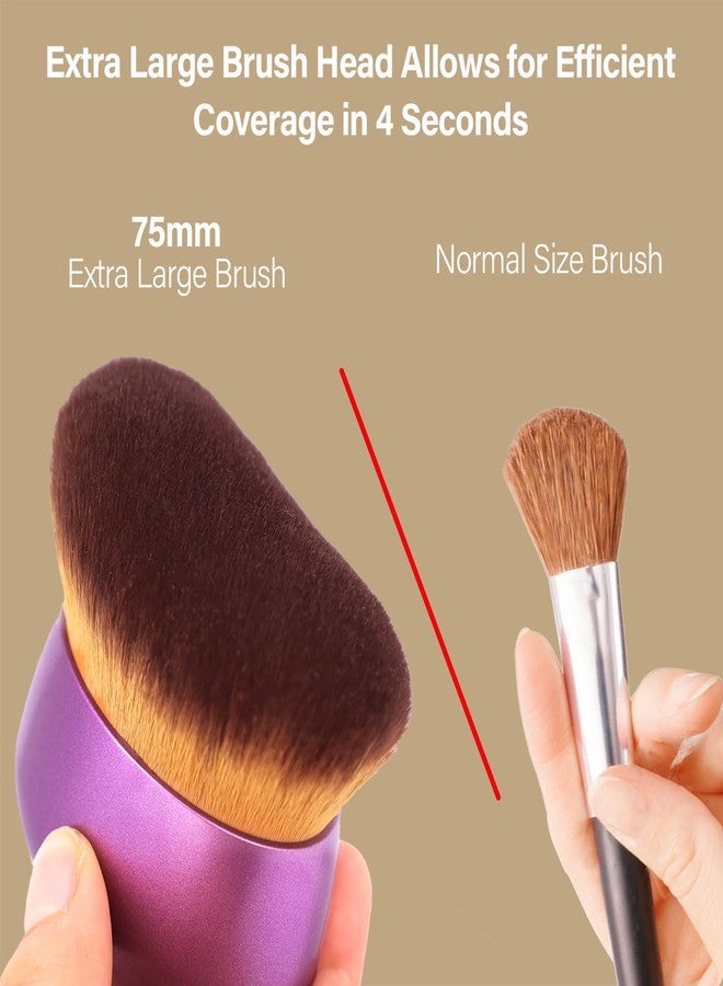 EOICCEOH Extra Large Body Makeup Brush For Self Tanner, Leg Makeup &Bronzer Blend,75 mm Wide-headed Kabuki Brush Provides More Even &Pretty Application, Sunscreen Face& Back Makeup Brush, Wet&Dry Use- Purple - Image 2