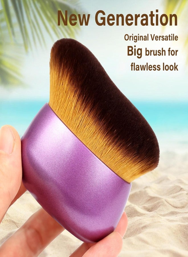 EOICCEOH Extra Large Body Makeup Brush For Self Tanner, Leg Makeup &Bronzer Blend,75 mm Wide-headed Kabuki Brush Provides More Even &Pretty Application, Sunscreen Face& Back Makeup Brush, Wet&Dry Use- Purple - Image 3