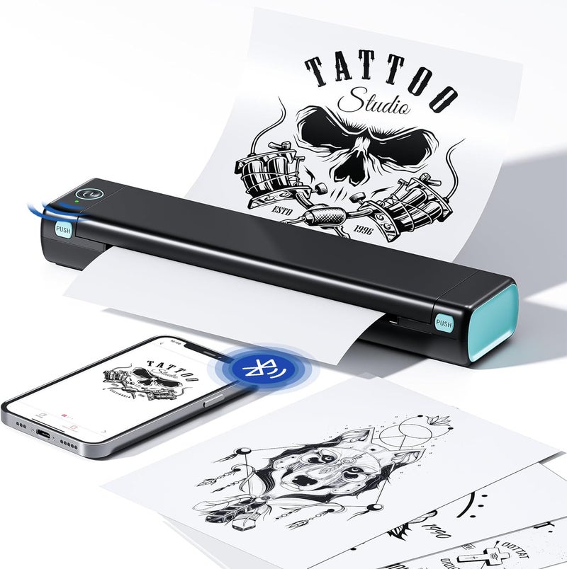 Phomemo Tattoo Stencil Printer, M08F Bluetooth Tattoo Machines Tattoo Printer,Compatible with Phone/Tablet/PC, Tattoo Supplies for Tattoo Artists & Beginners, Black - Image 1