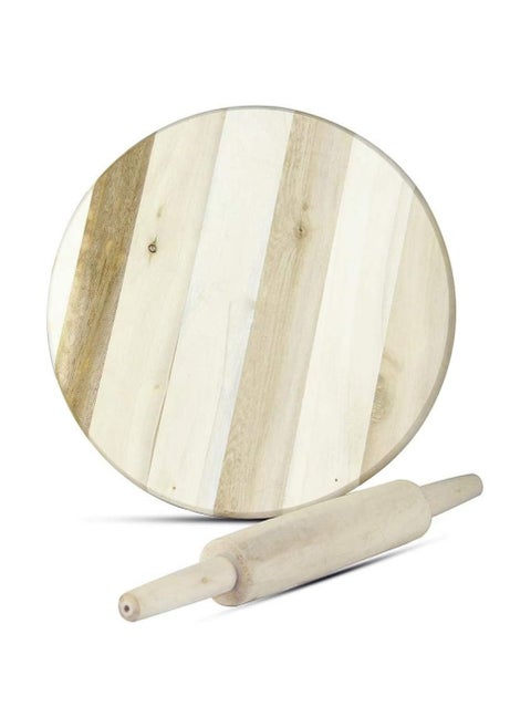 Manual Wooden Roti Chapati Flatbread Tortilla Presser Maker with Rolling Pin 12 Inch (Product Color May Vary)