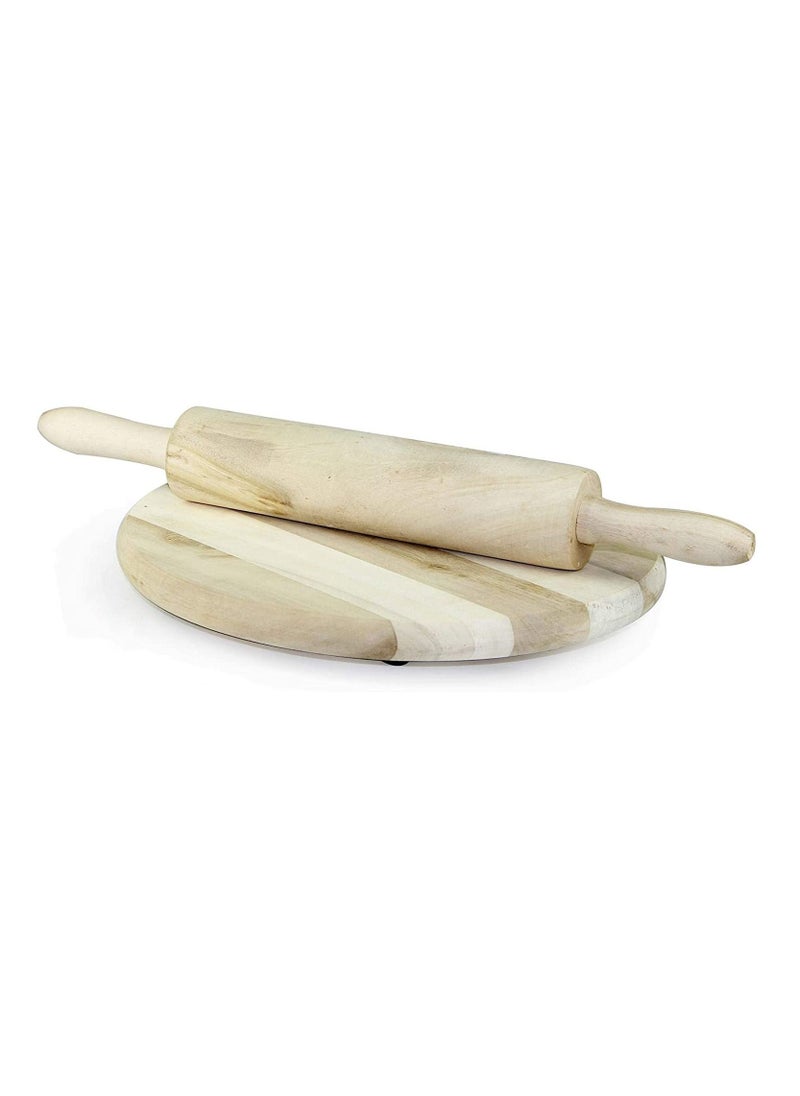 Generic - Manual Wooden Roti Chapati Flatbread Tortilla Presser Maker with Rolling Pin 12 Inch (Product Color May Vary) - Image 1