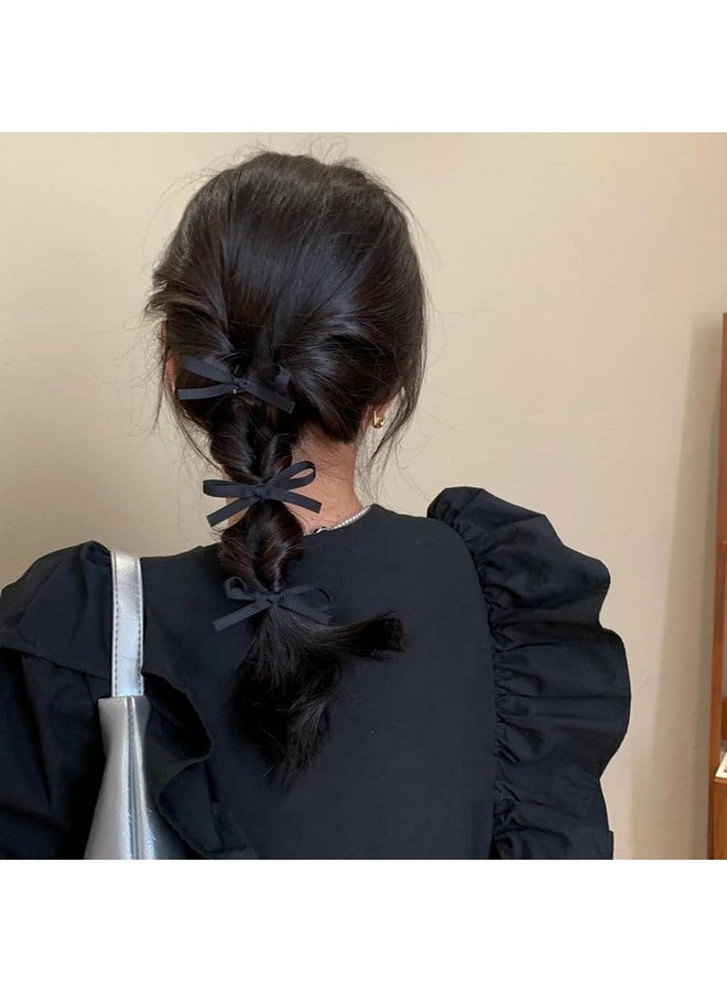 FAMEZA10 Pcs Luxury Hair Clip, Black 10mm Double-Sided Satin Ribbon Hair Bows & Clips for Women Girls Toddlers Tiny Bow Claw Clip for Thick Fine Hair, Set of 10 - Image 3