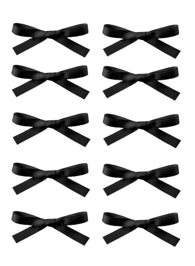 FAMEZA10 Pcs Luxury Hair Clip, Black 10mm Double-Sided Satin Ribbon Hair Bows & Clips for Women Girls Toddlers Tiny Bow Claw Clip for Thick Fine Hair, Set of 10 - Image 1