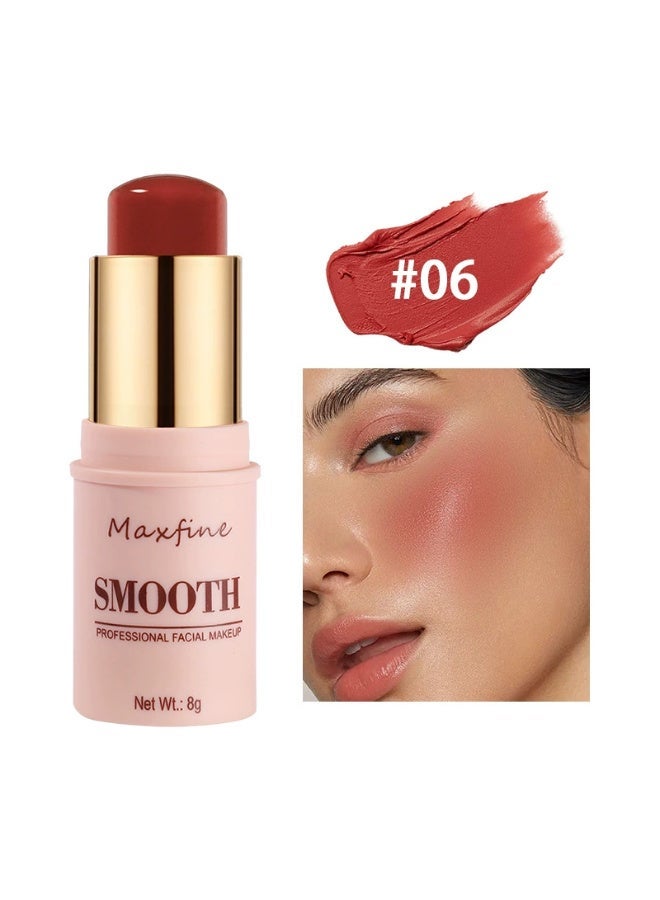 Maxfine Smooth Professional Facial Makeup ,Cheeks & Lips and Eyes, 3 in 1 Creamy Blush,Moisturizing and Delicate Long Lasting Makeup Retention (#06) - Image 1