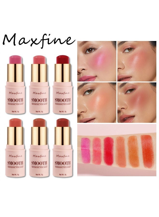 Maxfine Smooth Professional Facial Makeup ,Cheeks & Lips and Eyes, 3 in 1 Creamy Blush,Moisturizing and Delicate Long Lasting Makeup Retention (#06) - Image 2