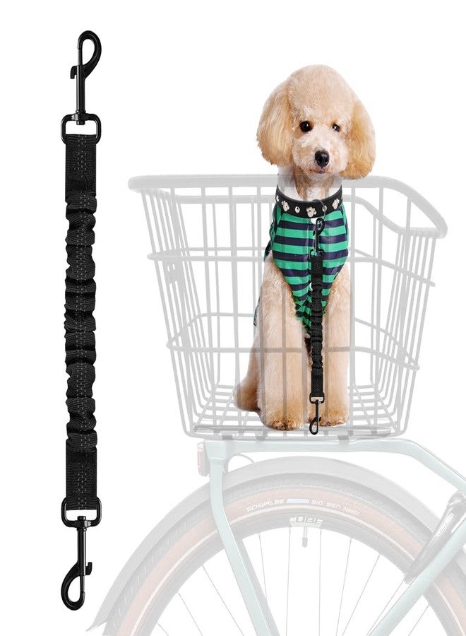 MATTISAM Dog Seat Belt for Bike Basket, Retractable Bicycle Dog Seatbelt, Elastic Pet Safety Leash Harness for Cat, Dog Leash Extension Attachment Shock Absorbing Lead Extension Absorber (Black) - Image 1