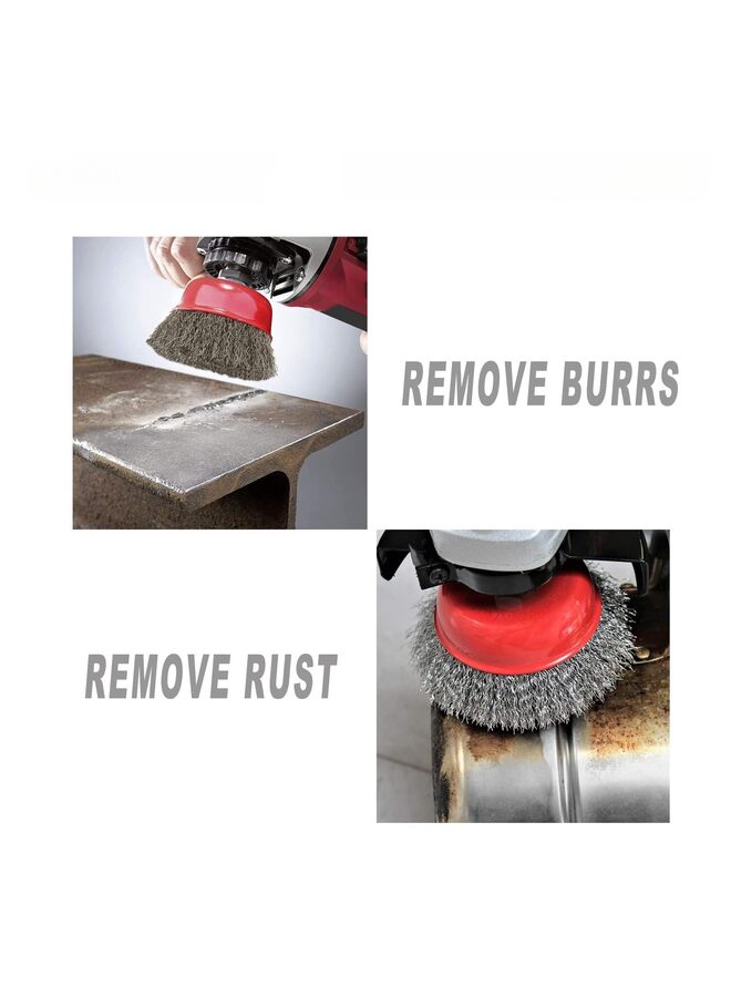 فرشاة سلكية لطحن الزوايا من ، مجموعة عجلات سلكية لطحن الزوايا، مجموعة فرشاة سلكية خشنة معقودة ملتوية، فرشاة سلكية خشنة معقودة لطحن الزوايا - سلك من الفولاذ الكربوني - خفيف - Image 5