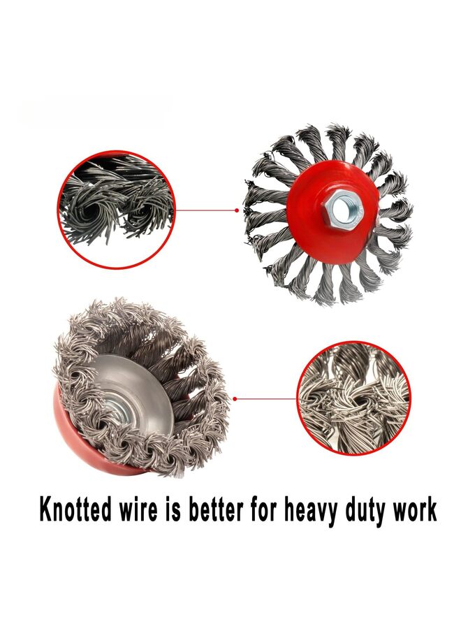 فرشاة سلكية لطحن الزوايا من ، مجموعة عجلات سلكية لطحن الزوايا، مجموعة فرشاة سلكية خشنة معقودة ملتوية، فرشاة سلكية خشنة معقودة لطحن الزوايا - سلك من الفولاذ الكربوني - خفيف - Image 4