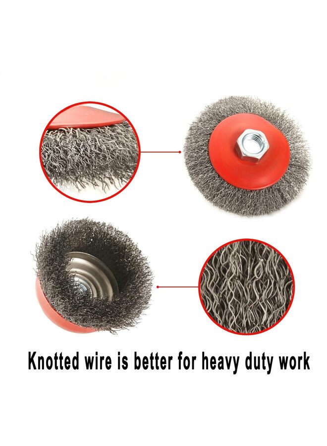 فرشاة سلكية لطحن الزوايا من ، مجموعة عجلات سلكية لطحن الزوايا، مجموعة فرشاة سلكية خشنة معقودة ملتوية، فرشاة سلكية خشنة معقودة لطحن الزوايا - سلك من الفولاذ الكربوني - خفيف - Image 3
