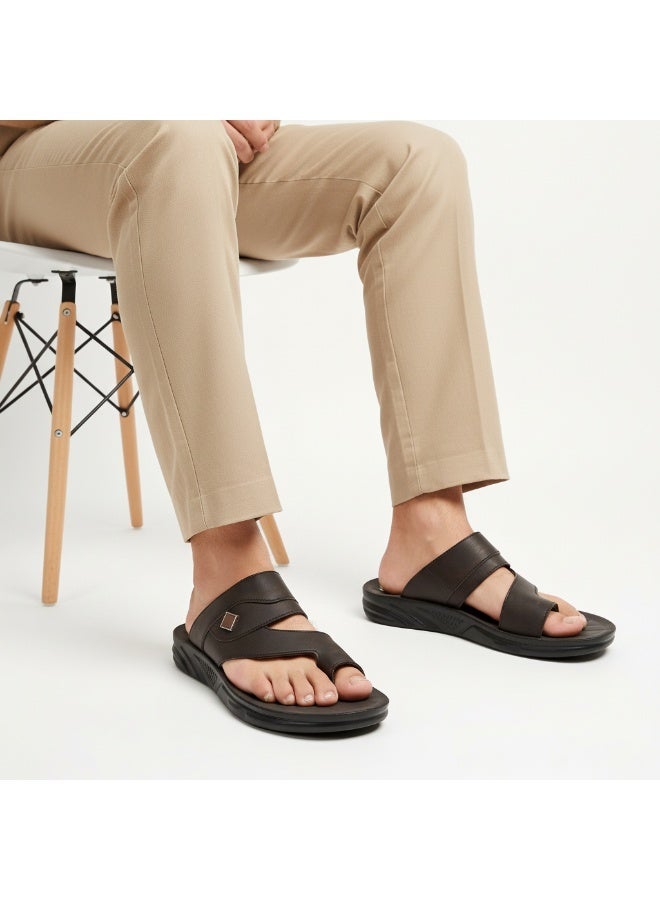 Men's brown leather slippers – a modern, comfortable design with high-quality materials and a cushioned orthopedic insole – ideal for everyday wear and outings - Image 1