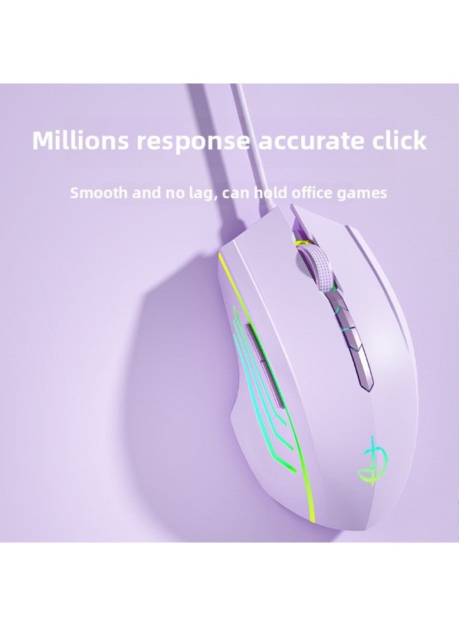 Game Custom Desktop Usb Universal Mechanical Mouse Wired Mute Silent Office Laptop Macro-Color:Ultimate Version 7-key-rgb Light-6400dpi+custom Macro-crack Blue
