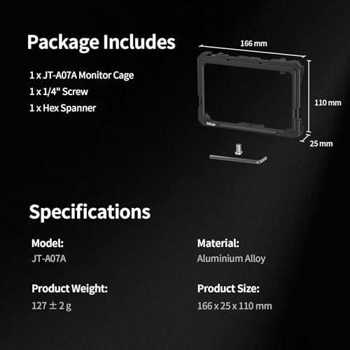 Nitze Cage for Atomos Shinobi II/Shinobi GO Monitor, with Built-in Cold Shoe and NATO Rail - JT-A07A - Image 5