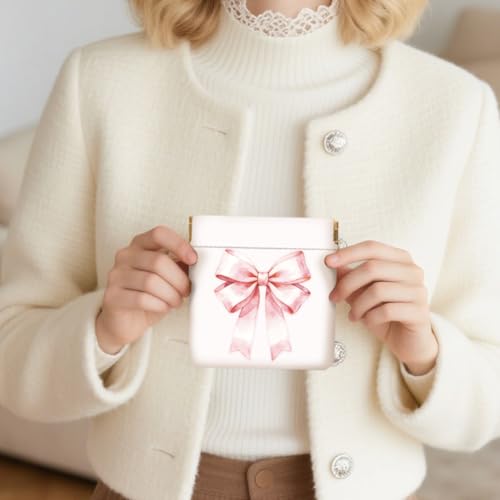 Peacoblue 4Pcs Small Leather Squeeze Coin Purse for Women-Cute Pink Bow Pattern Waterproof & Durable Snap Closure Change Pouch Mini Money Wallet Bag for Adult Teen Girls Best Gift - Image 5