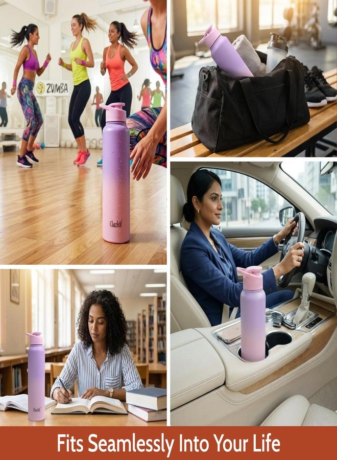 Clazkit Dual Colored Stainless Steel Water Bottle |ISI Certified Leakproof, Durable for School Kids, Fridge, Sports, Gym, Yoga & Office – Easy to Clean & Reusable-1000ml - Pink - Image 4