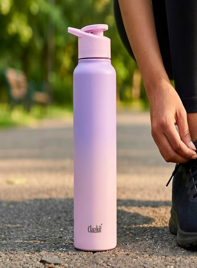 Clazkit Dual Colored Stainless Steel Water Bottle |ISI Certified Leakproof, Durable for School Kids, Fridge, Sports, Gym, Yoga & Office – Easy to Clean & Reusable-1000ml - Pink - Image 1